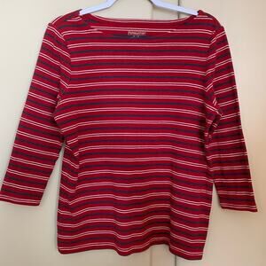 Pendleton Womens Striped Top Size Medium Red Blue Cream Classic